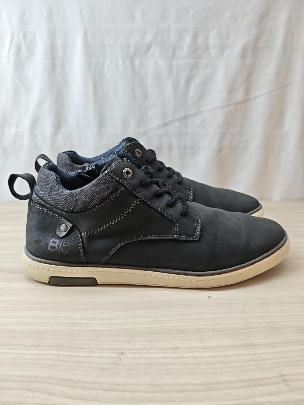 Mens Shoes Size 8 Black Chukka Mid Top Side Zip Lace Up Casual BN3 940X58174A